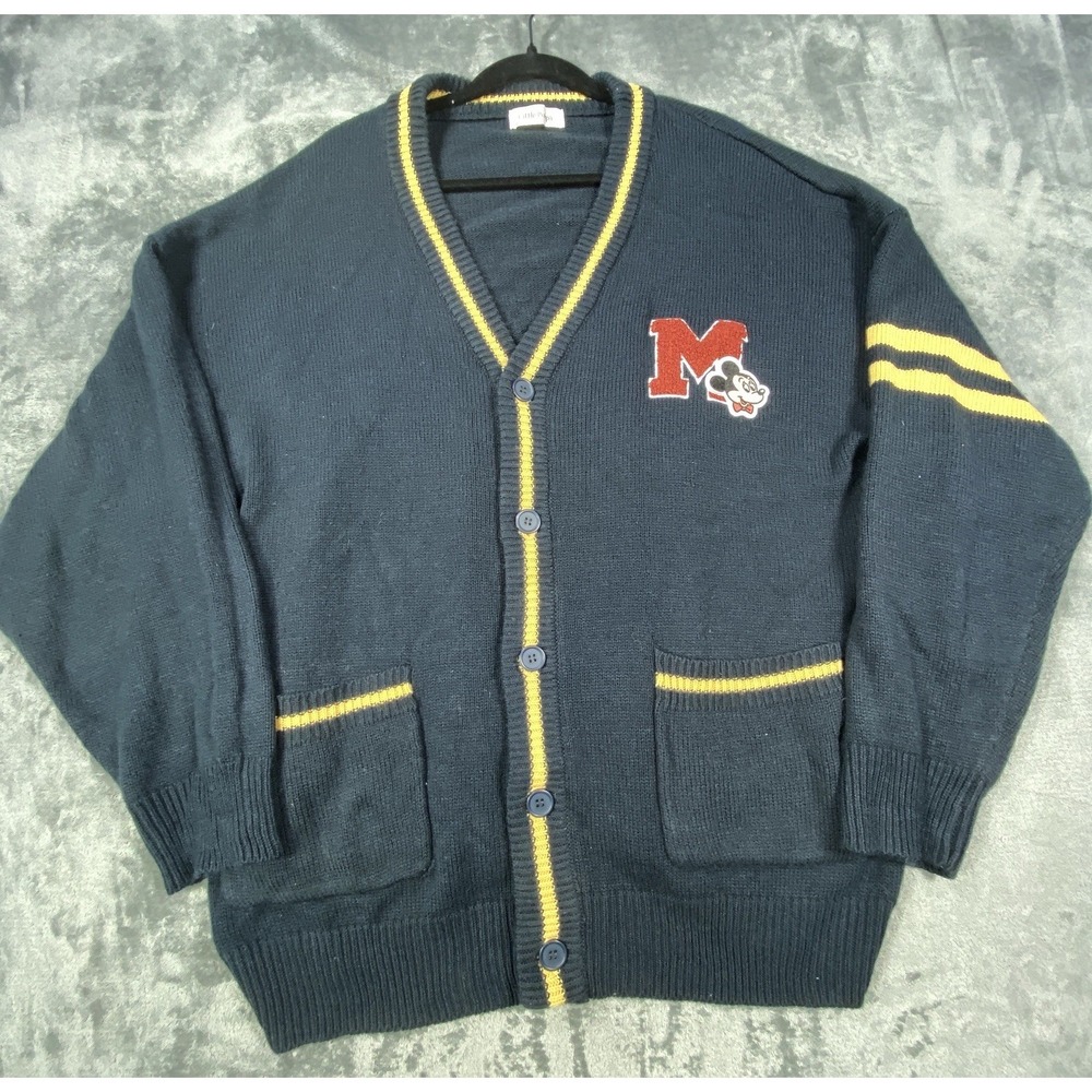 Disney Mickey Mouse Varsity Cardigan Mens 4XL 100% Acrylic Japanese Knit Chunky